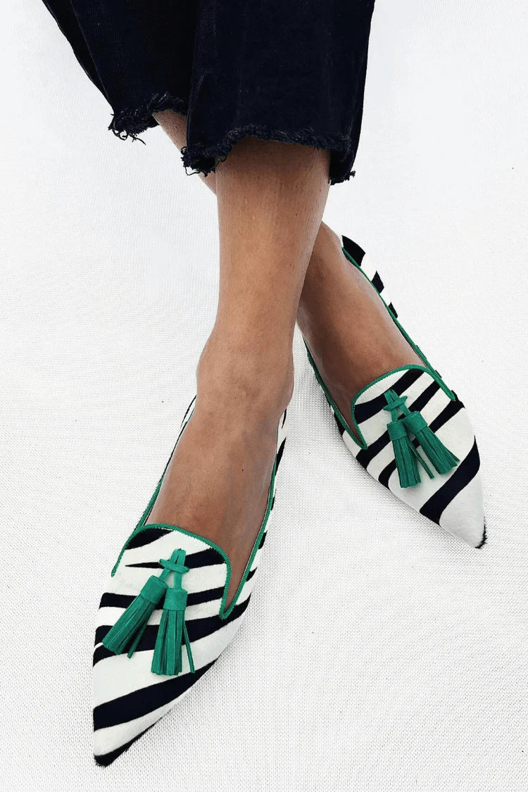Riane™ | Mocassins Zebra Vert