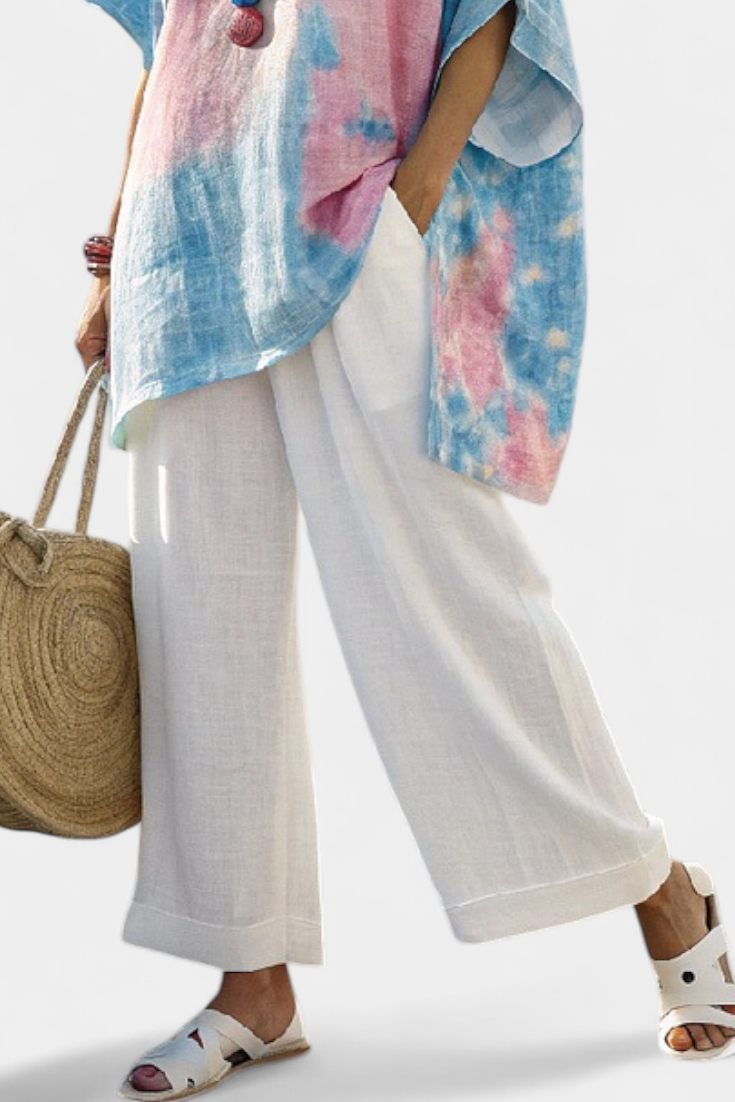 Vantrel | Haut en lin confortable et décontracté & Pantalons en bambou rayés