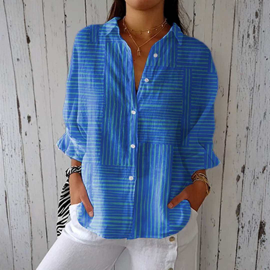 Alessia | Blusa a Righe Azzurra