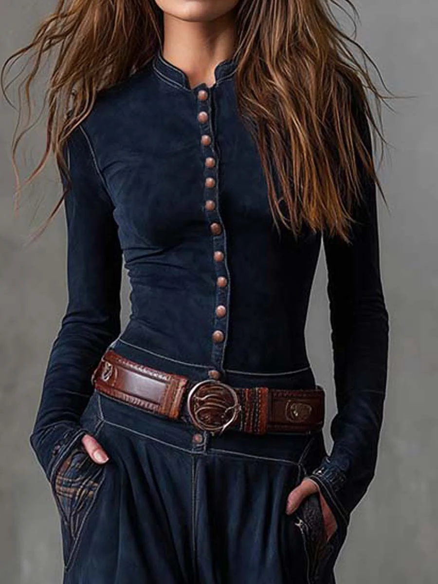 Elisa | Abito maxi in camoscio ecologico con cintura