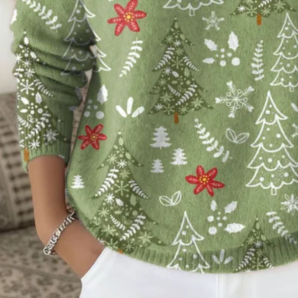 Elisa | Maglione a Collo Alto Floreale di Natale
